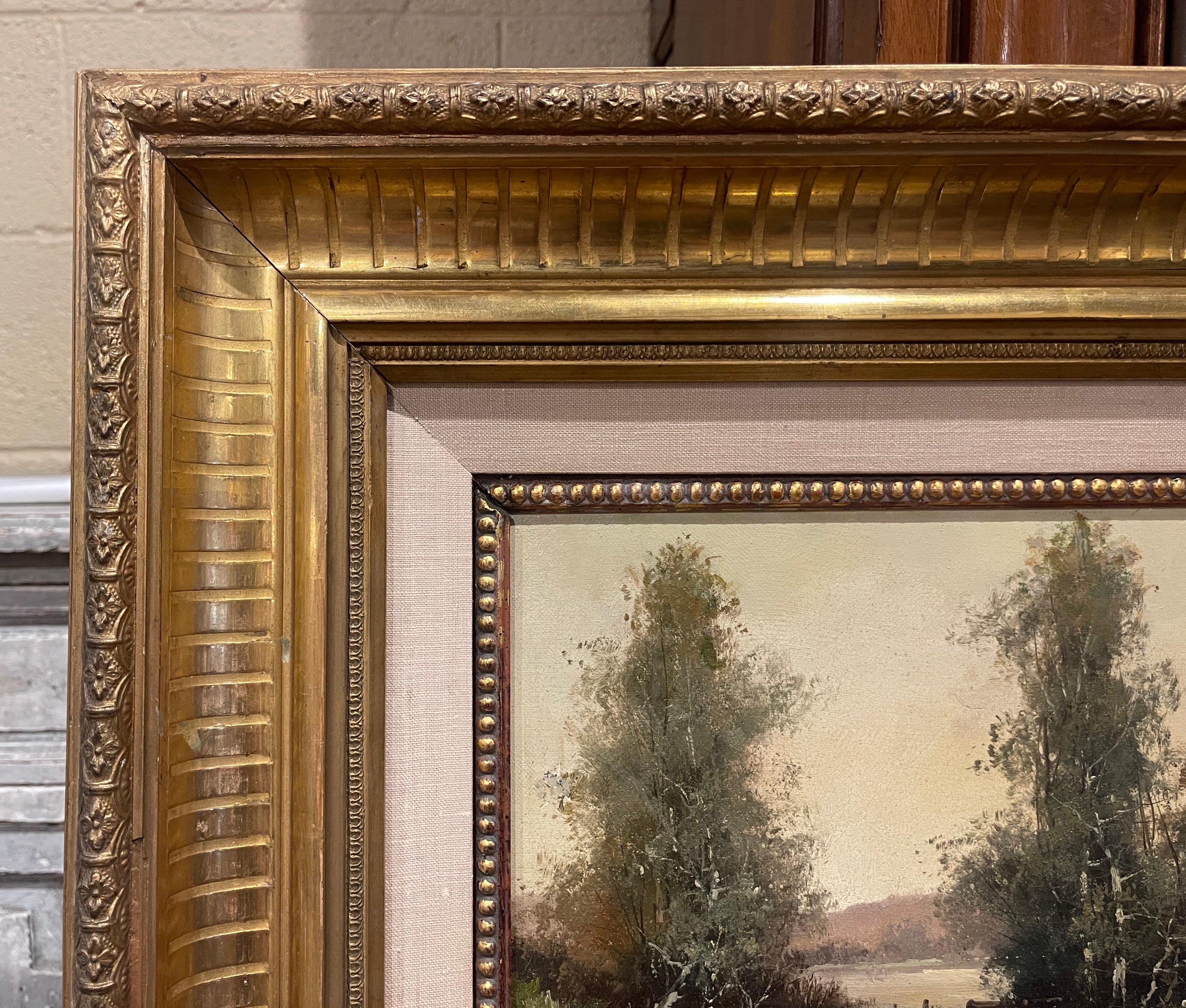 19th Century Framed Landscape Oil Painting Signed L. Dupuy for E. Galien-Laloue In Excellent Condition For Sale In Dallas, TX
