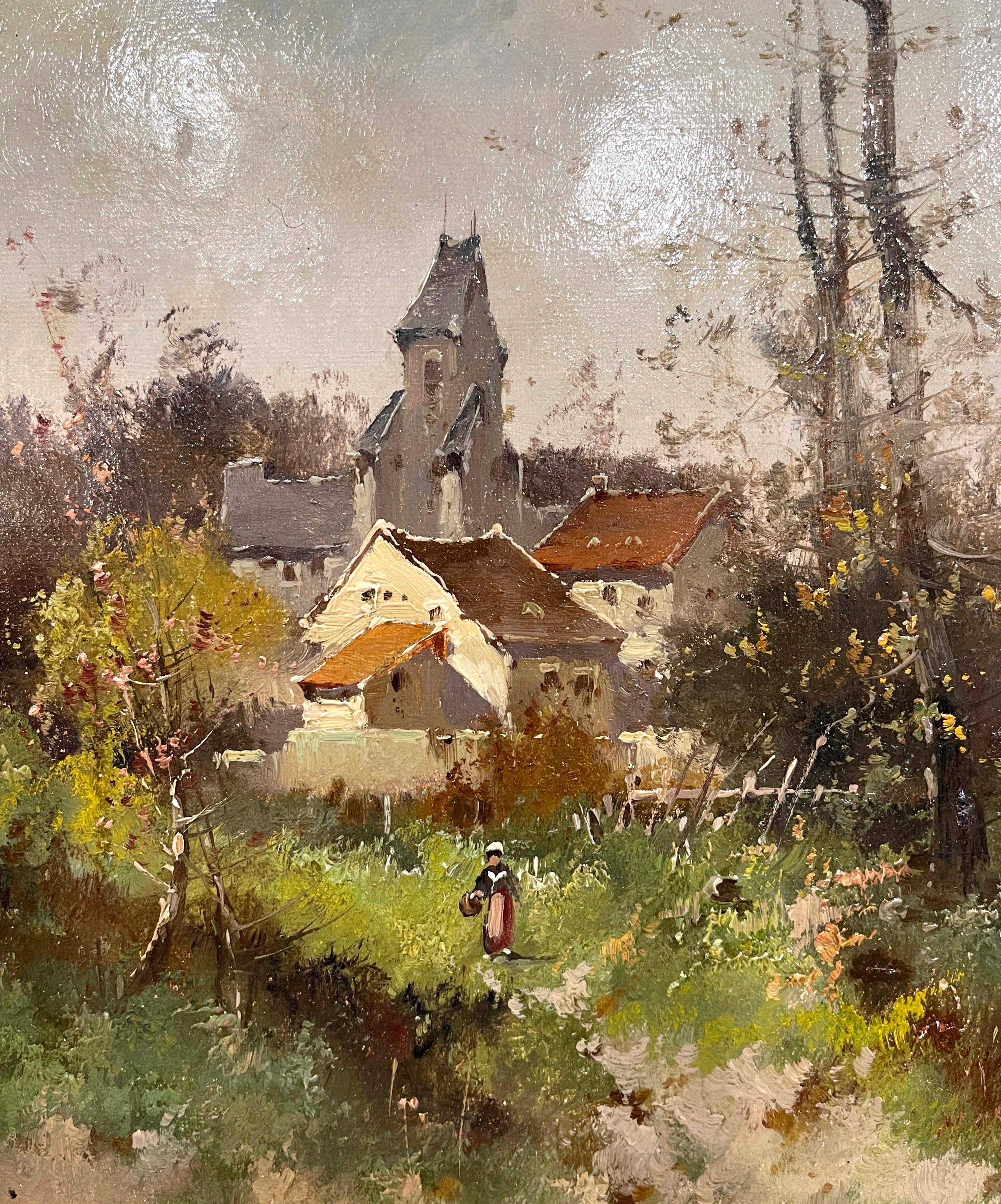  19th Century Framed Landscape Oil Painting Signed L. Dupuy for E. Galien-Laloue For Sale 2