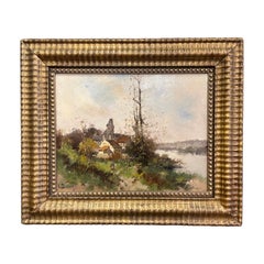 Gerahmte Landschaft, Ölgemälde des 19. Jahrhunderts, signiert von L. Dupuy für E. Galien-Laloue