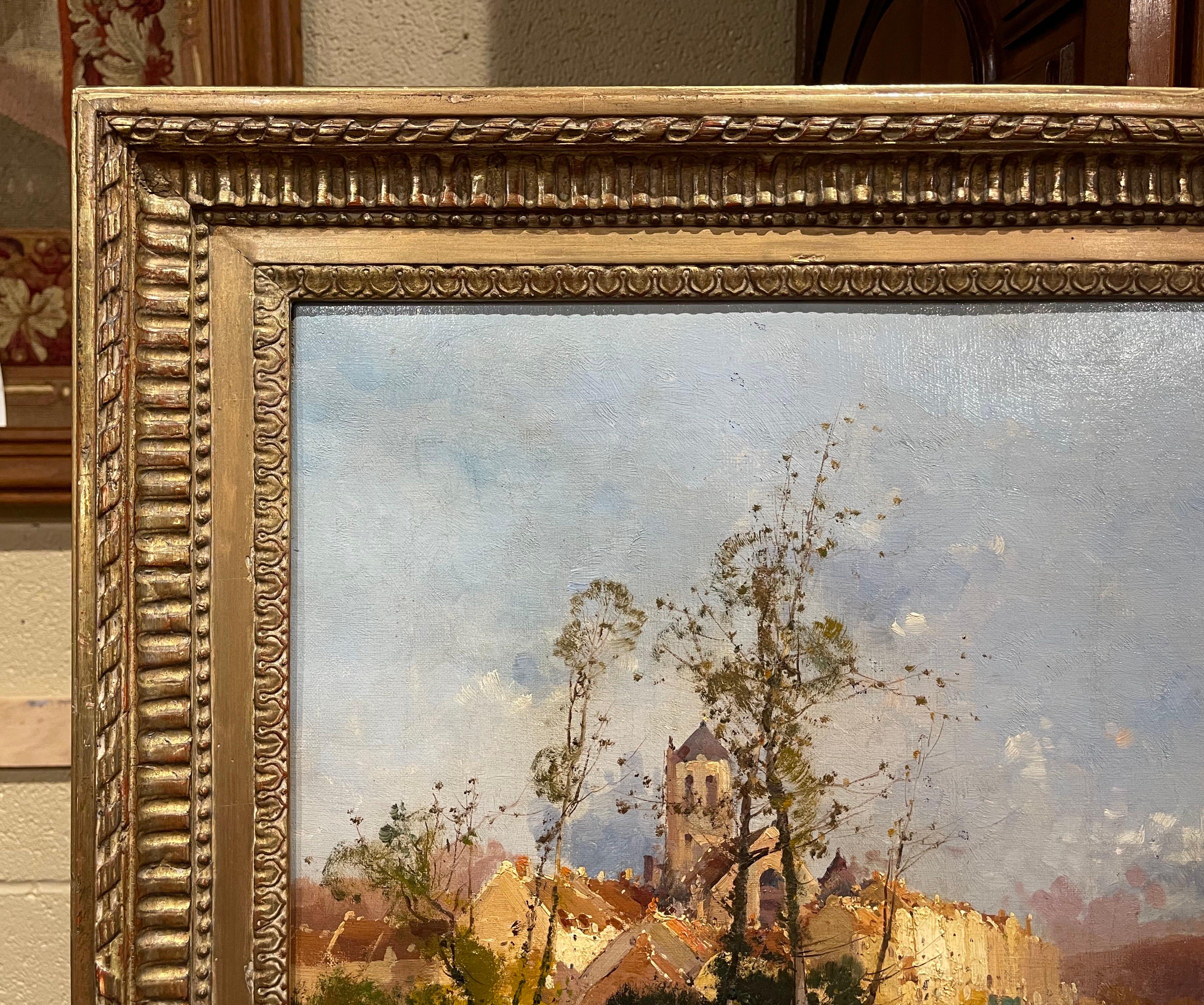Giltwood 19th Century Framed Landscape Oil Painting Signed Lievin for E. Galien-Laloue For Sale