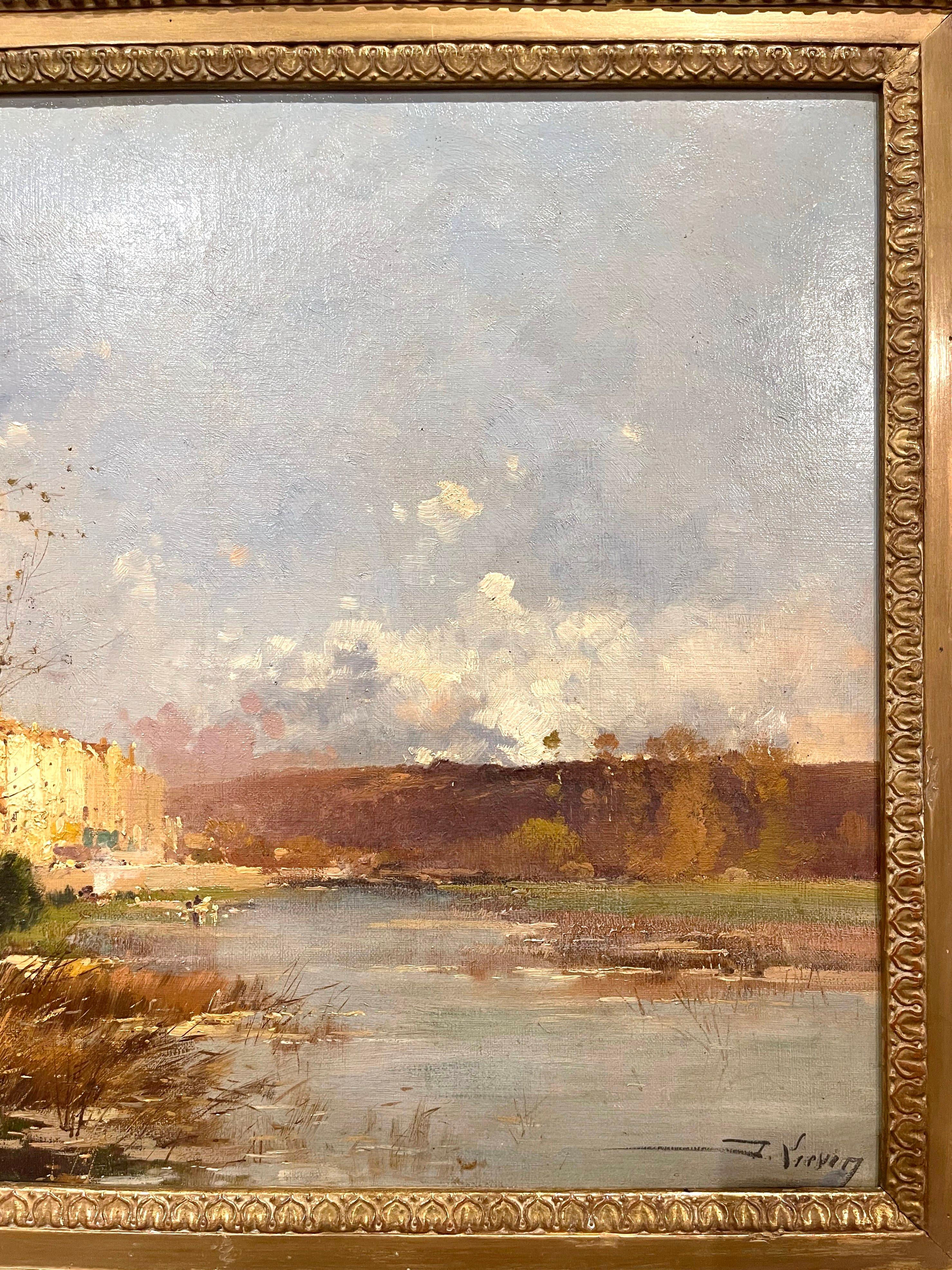 19th Century Framed Landscape Oil Painting Signed Lievin for E. Galien-Laloue For Sale 2