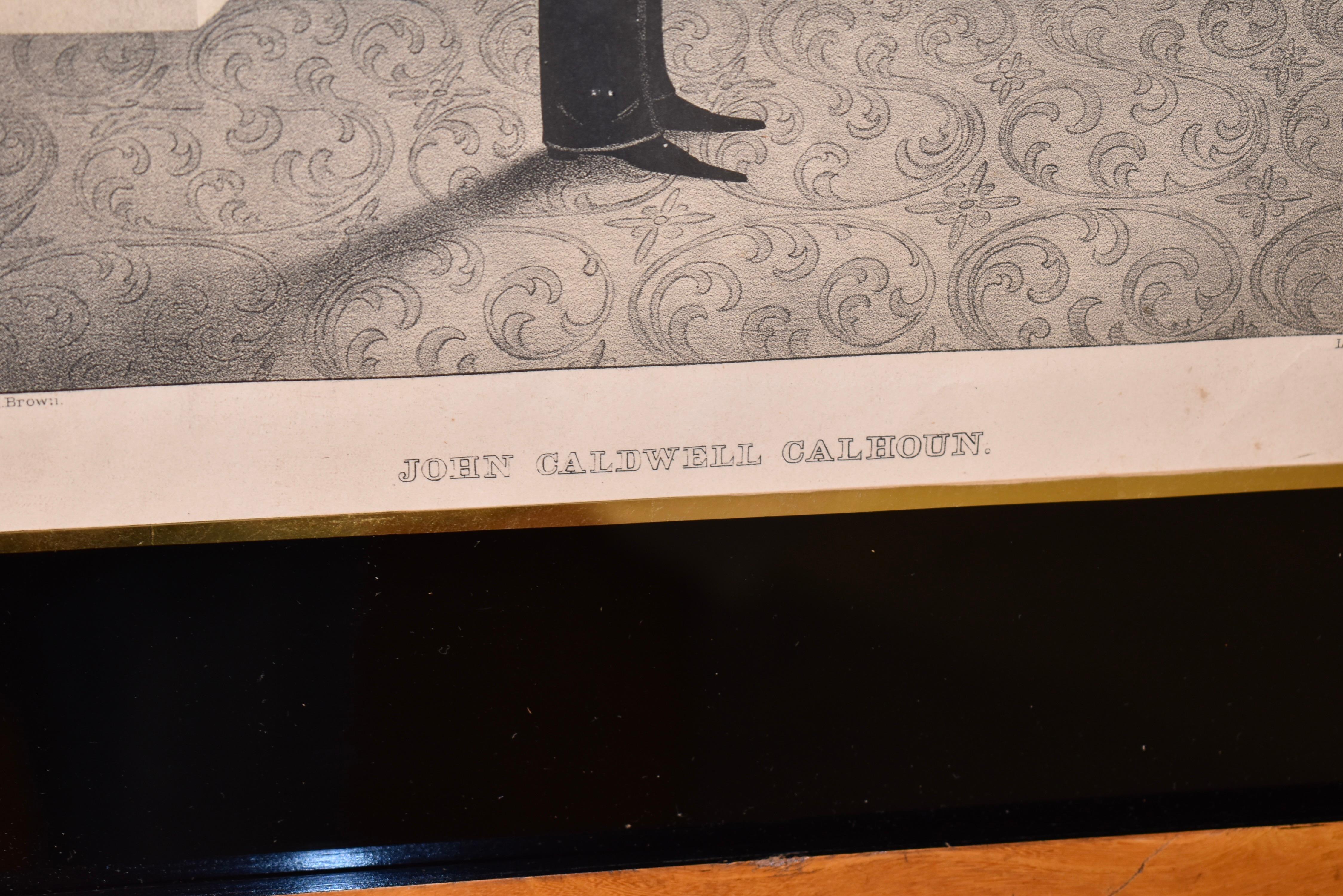 XIXe siècle Lithographie encadrée du 19e siècle de John Caldwell Calhoun en vente