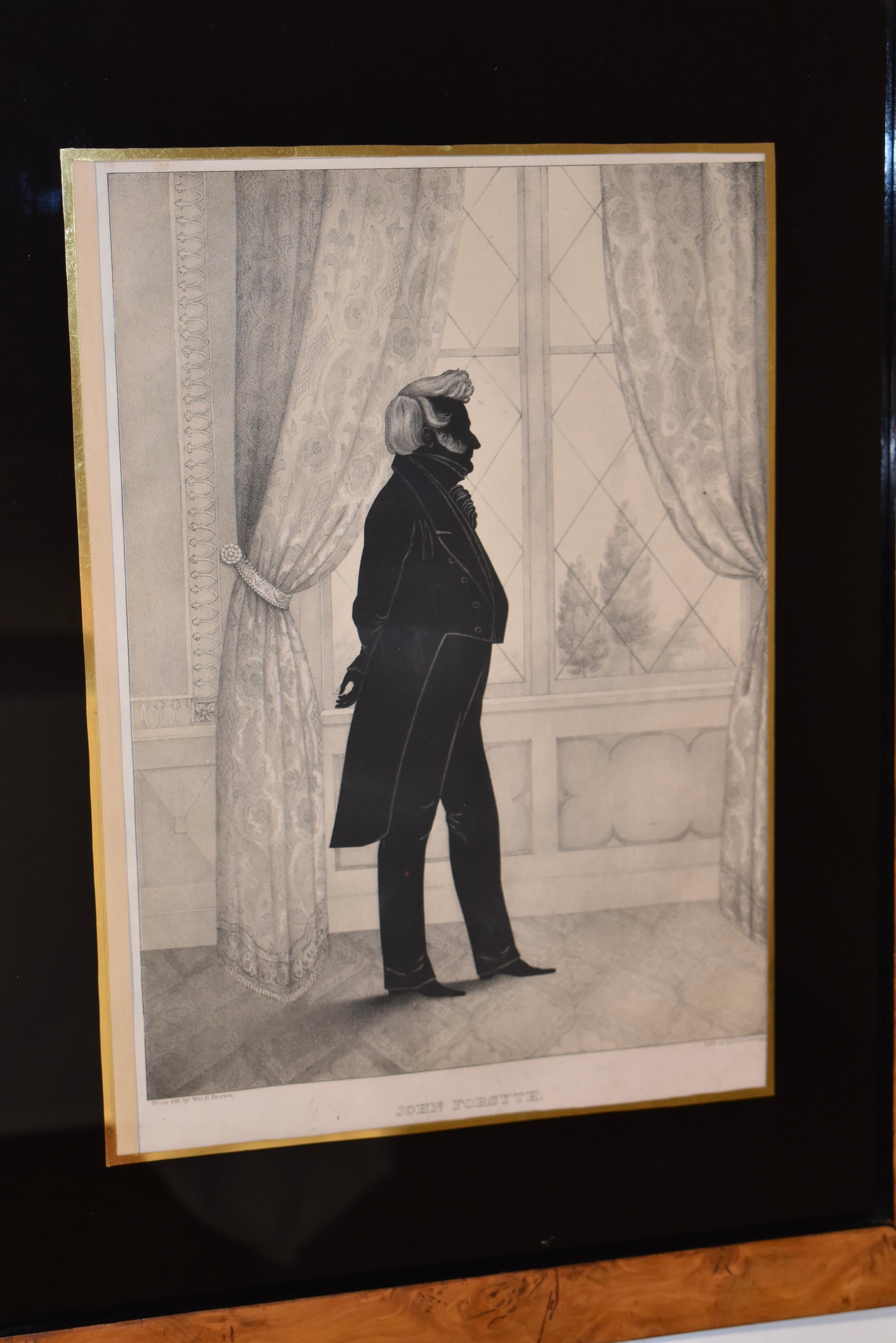 Américain Lithographie de John Forsyth encadrée du 19e siècle en vente