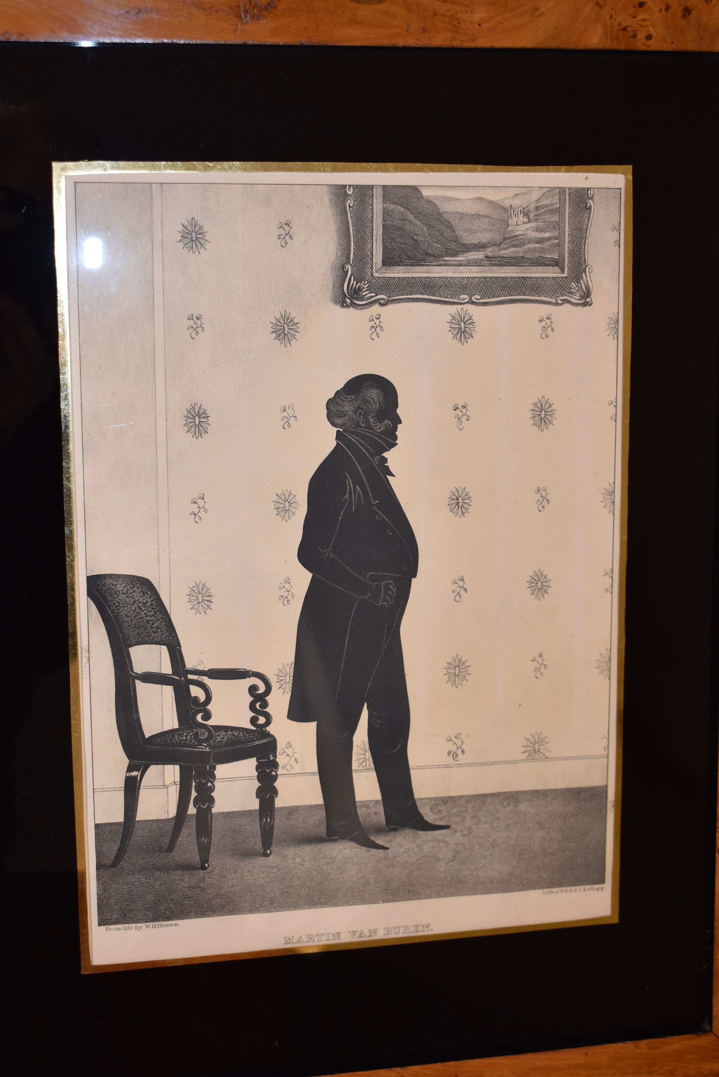 Américain Lithographie encadrée du 19ème siècle de Martin Van Buren en vente