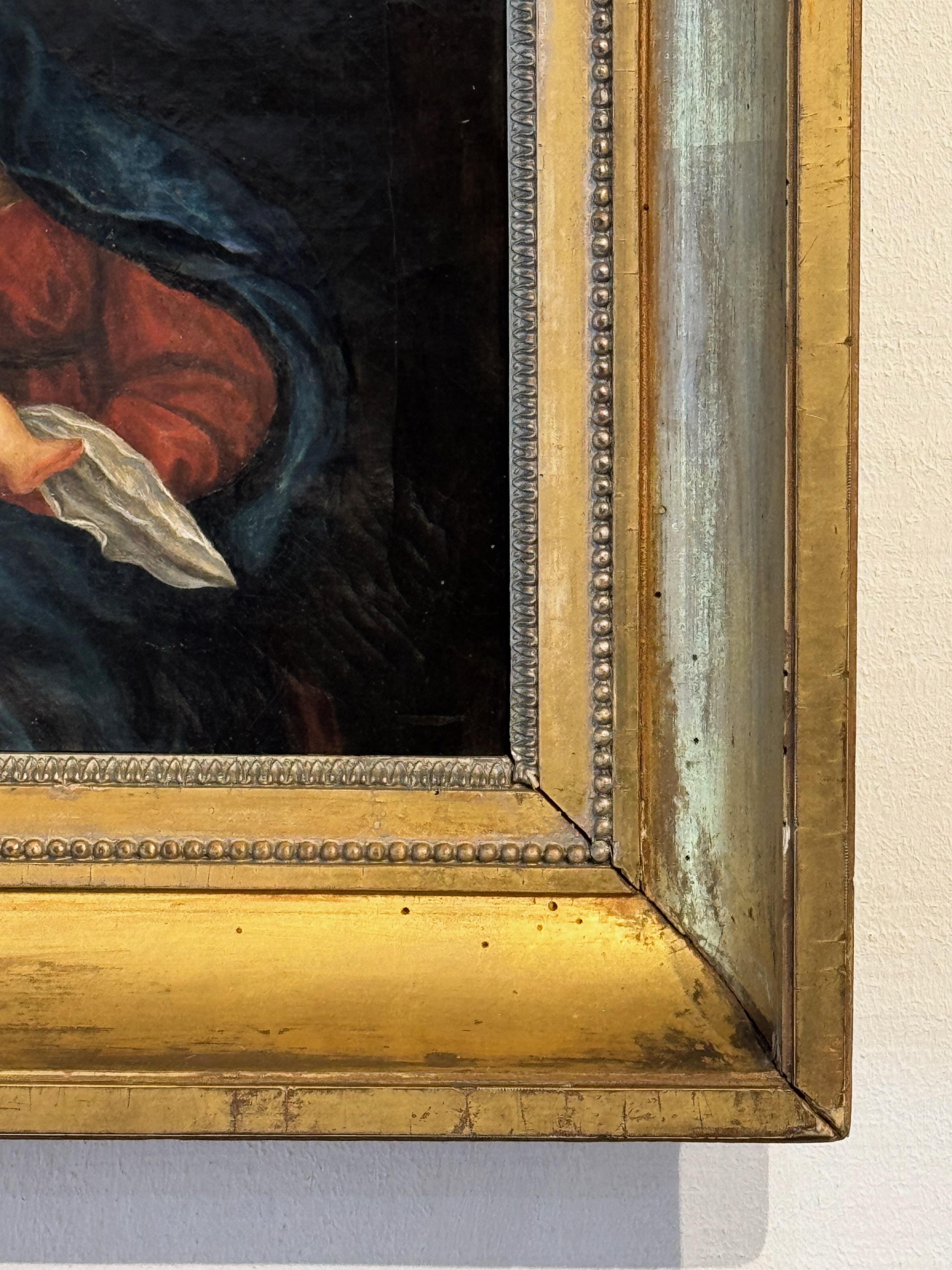 19. Jahrhundert Gerahmtes Öl auf Leinwand - Madonna mit Child im Zustand „Gut“ im Angebot in Charlottesville, VA