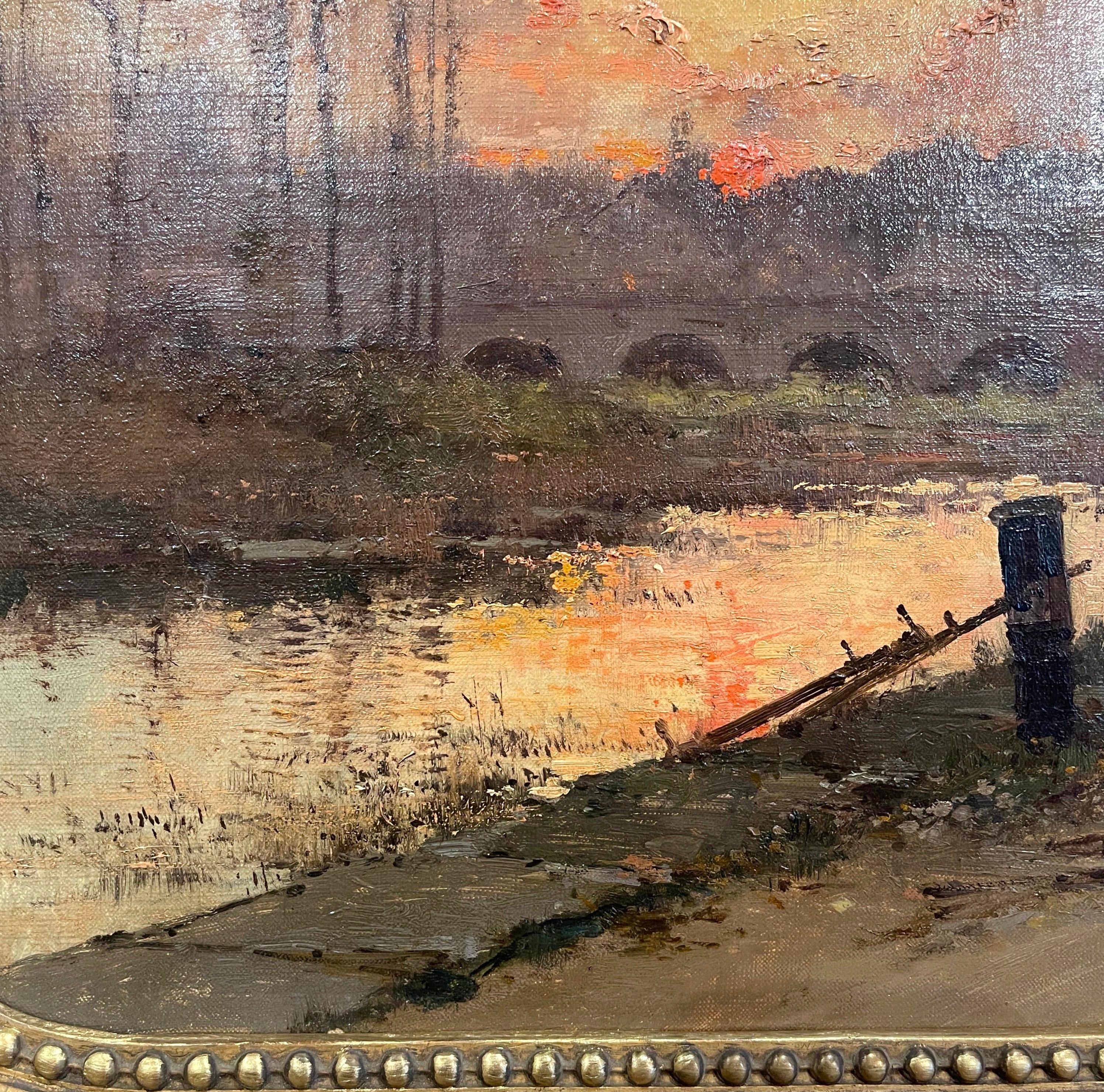 19th Century Framed Oil on Canvas Sunset Painting Signed E. Galien-Laloue 7