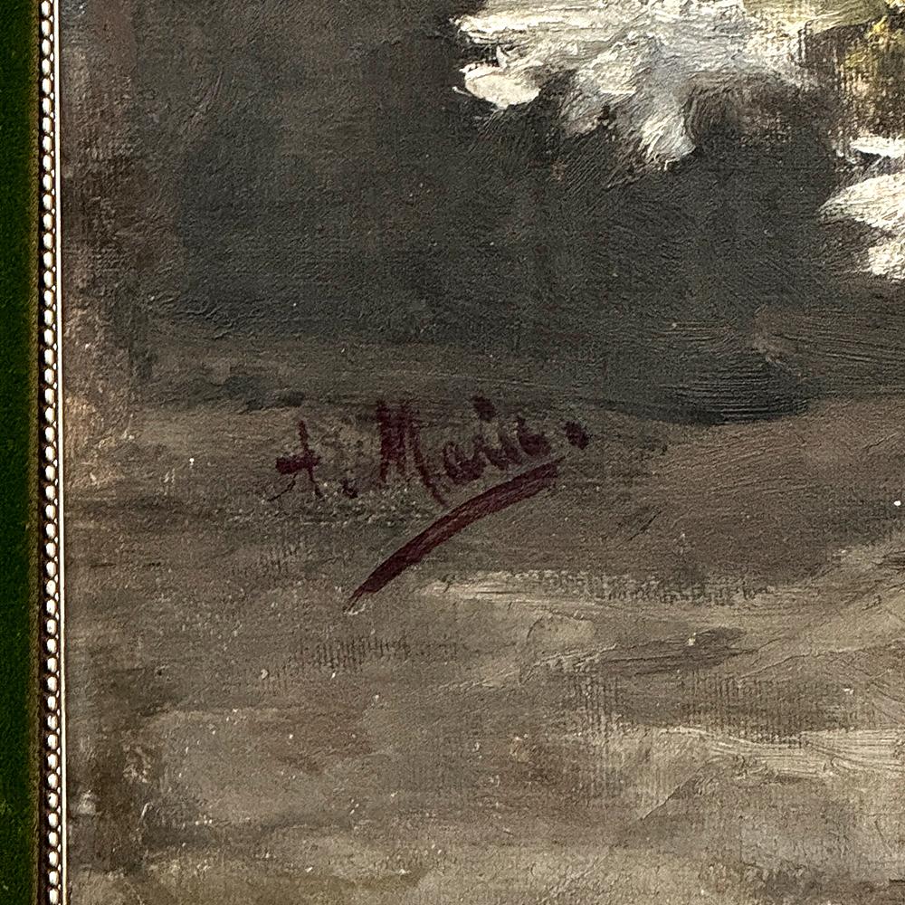 19th Century Framed Oil Painting on Canvas by A. Marie dated 1889 For Sale 6