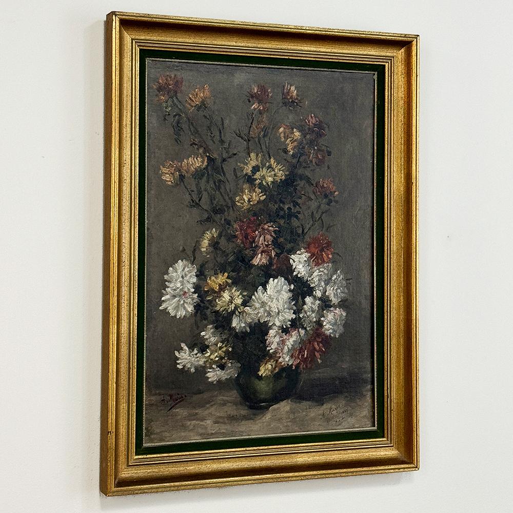 French 19th Century Framed Oil Painting on Canvas by A. Marie dated 1889 For Sale