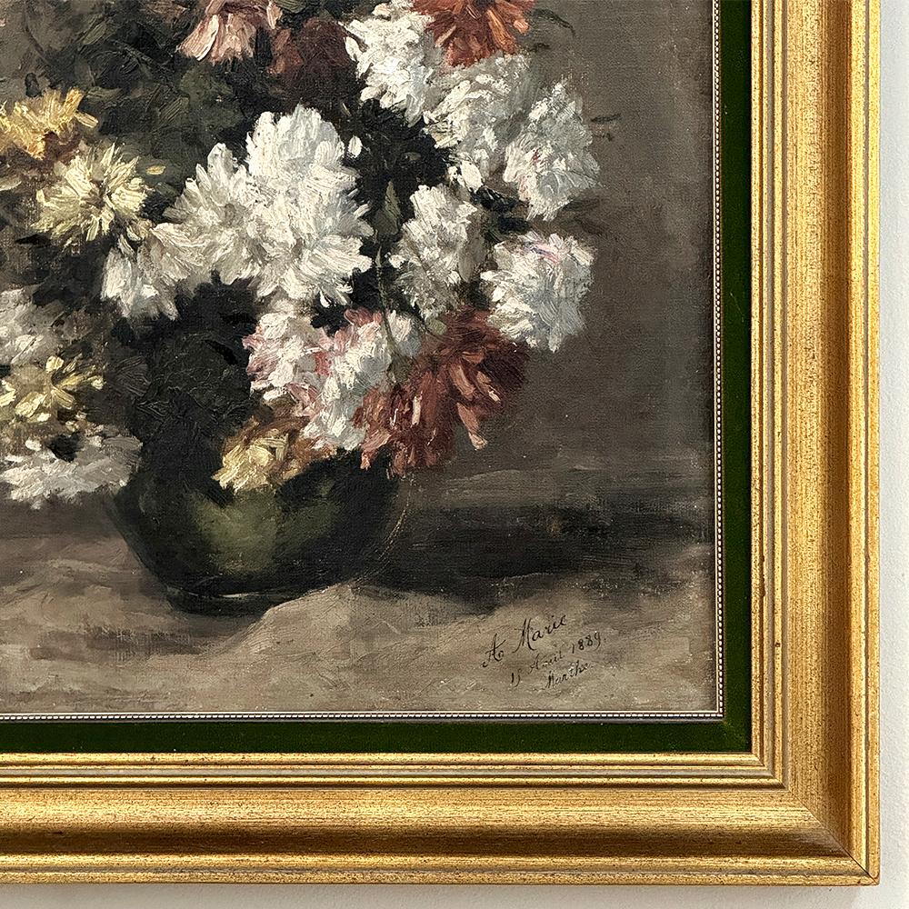 19th Century Framed Oil Painting on Canvas by A. Marie dated 1889 For Sale 1