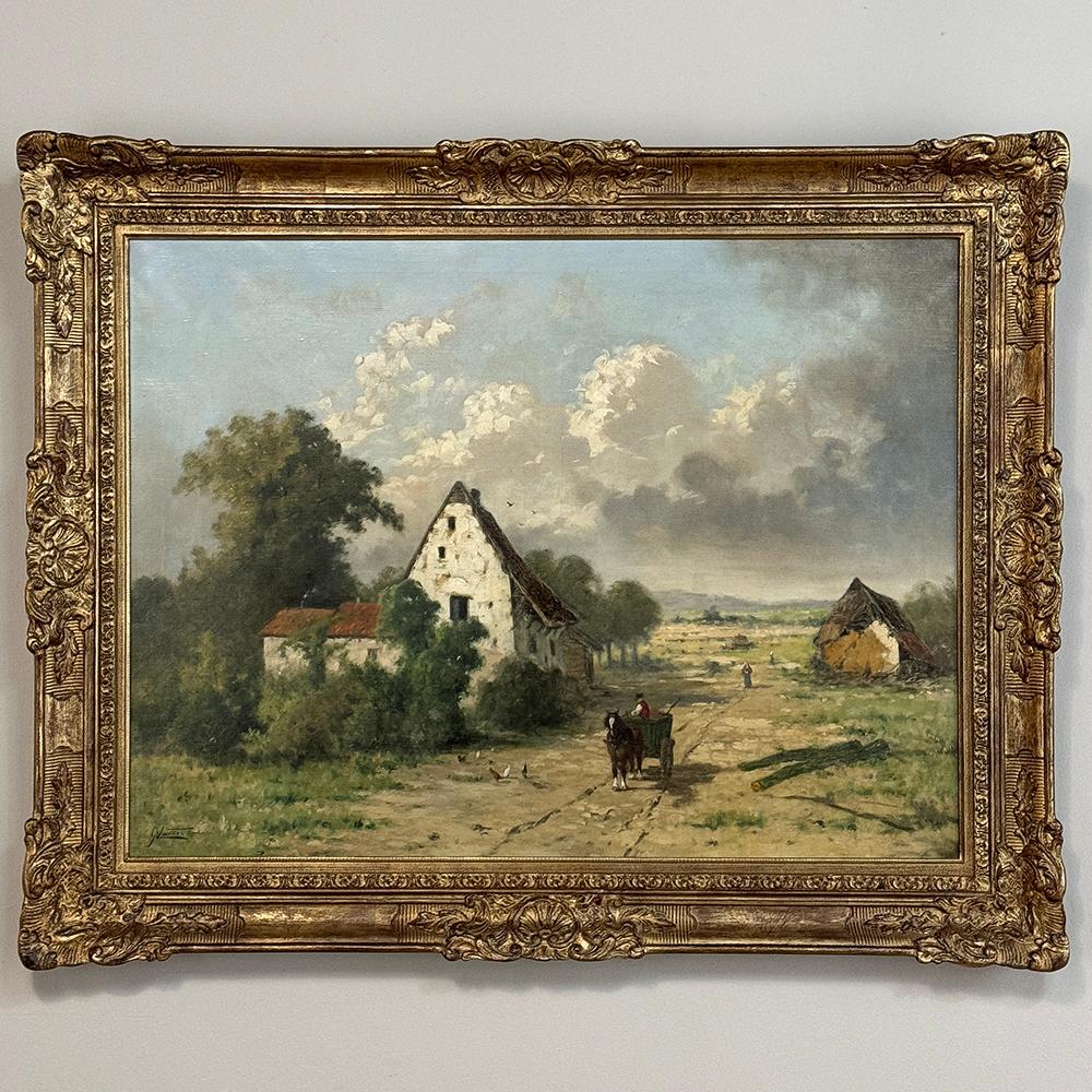 Hand-Painted 19th Century Framed Oil Painting on Canvas by Guillaume Lauters (1809–1889) For Sale