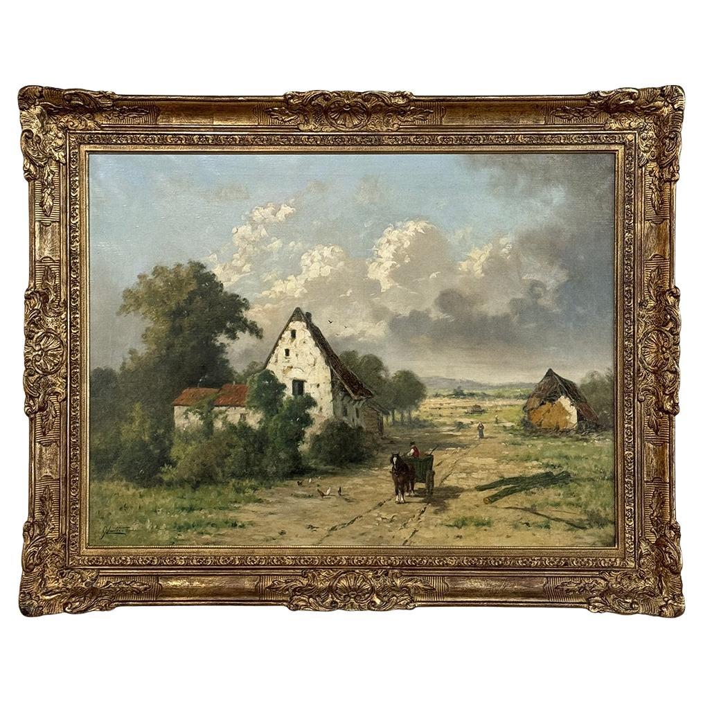 19th Century Framed Oil Painting on Canvas by Guillaume Lauters (1809–1889)