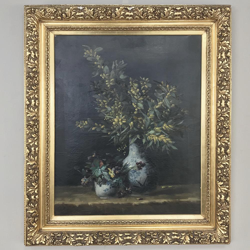 Belle Époque 19th Century Framed Oil Painting on Canvas by Hellens