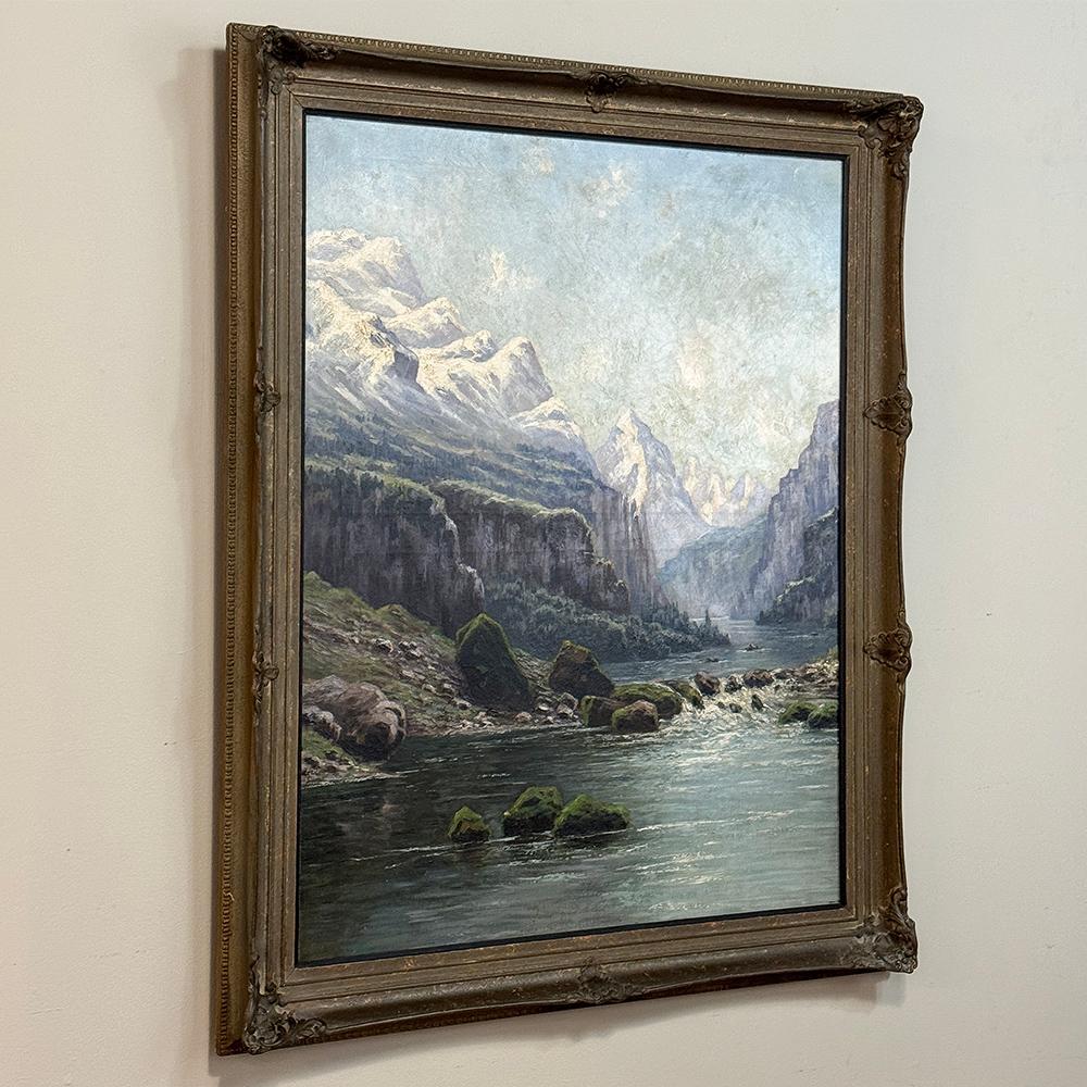 Belle Époque 19th Century Framed Oil Painting on Canvas by L. Delderenne (1864-1921) For Sale