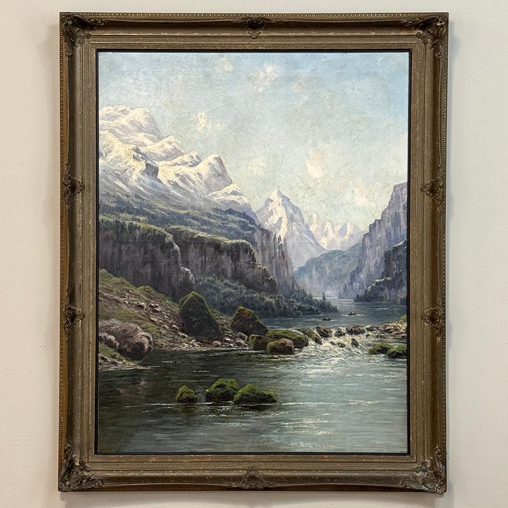Hand-Painted 19th Century Framed Oil Painting on Canvas by L. Delderenne (1864-1921) For Sale