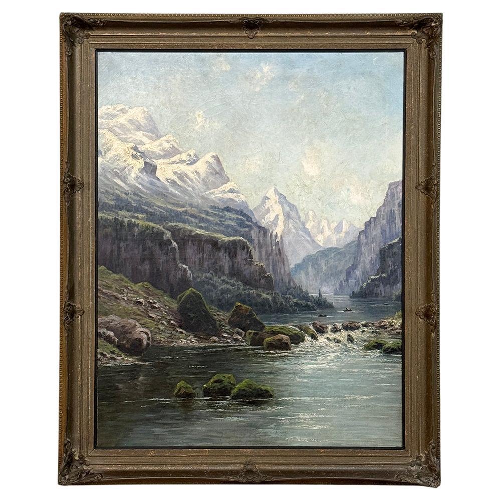 Pintura al óleo sobre lienzo enmarcada del siglo XIX por L. Delderenne (1864-1921)