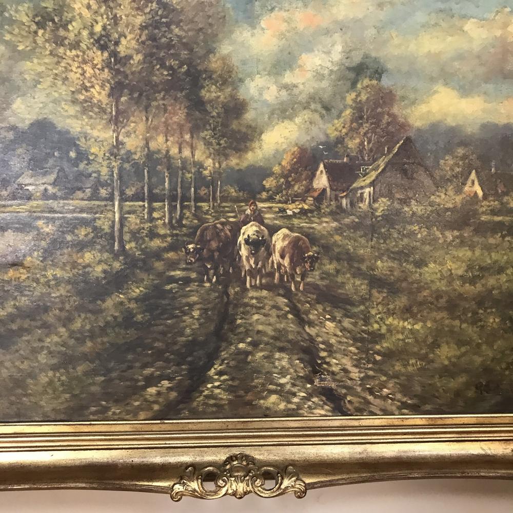 Hand-Crafted 19th Century Framed Oil Painting on Canvas by Paul Schouten