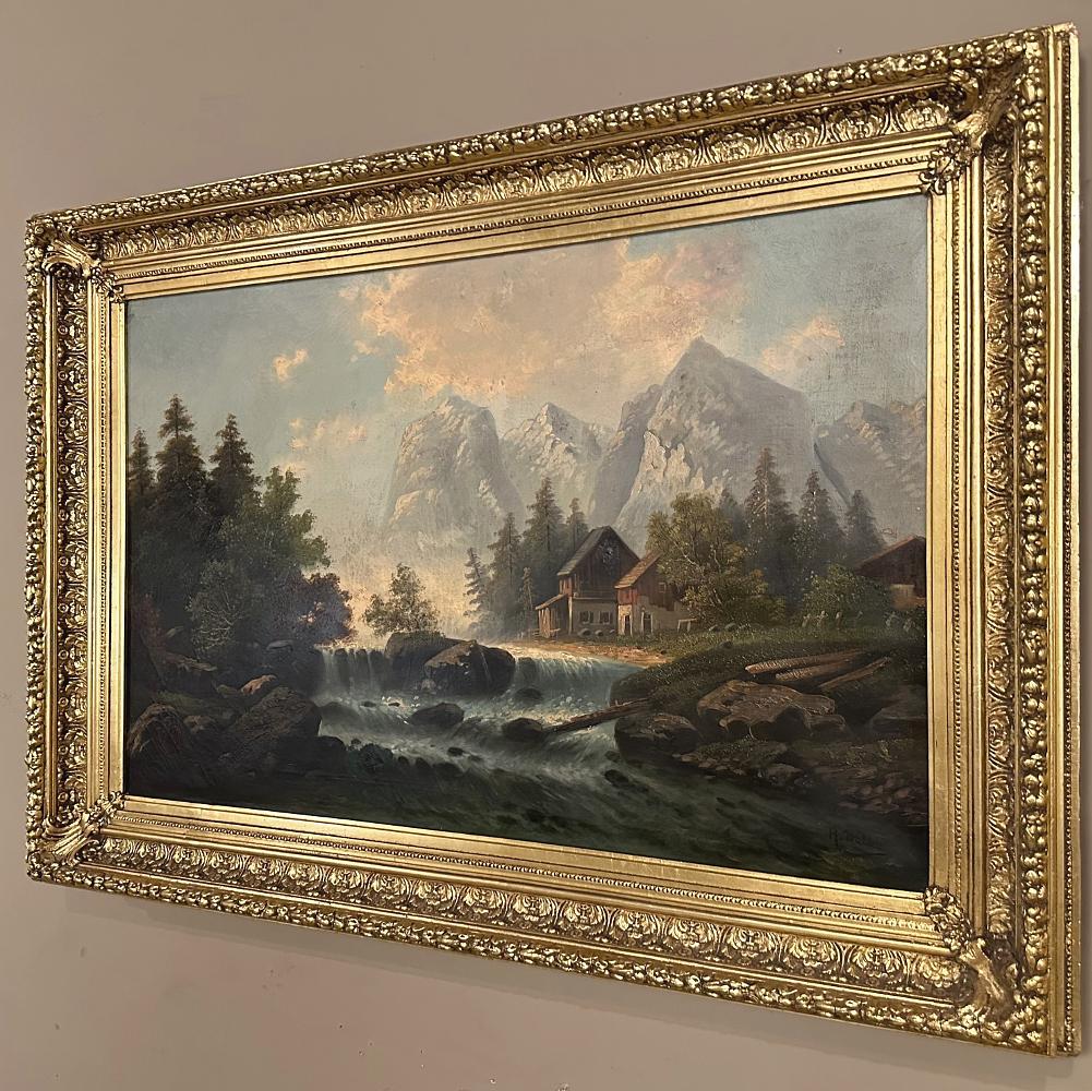 19. Jahrhundert Gerahmtes Ölgemälde auf Leinwand von R. Waldau (Land) im Angebot