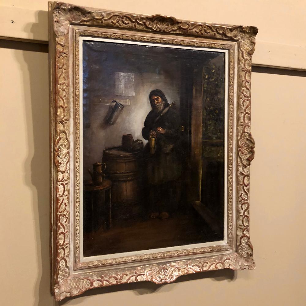 German 19th Century Framed Oil Painting on Canvas by Schneller