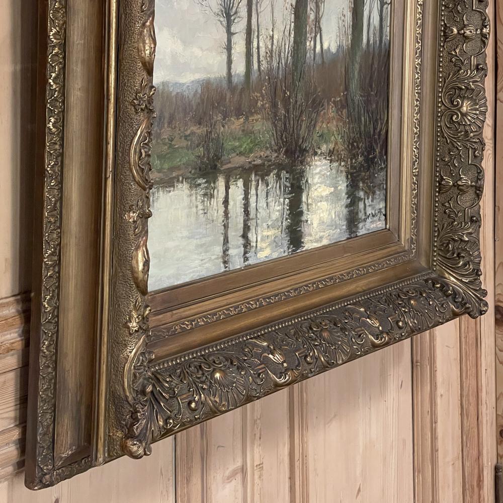 19th Century Framed Oil Painting on Canvas by Xavier Wurth For Sale 5