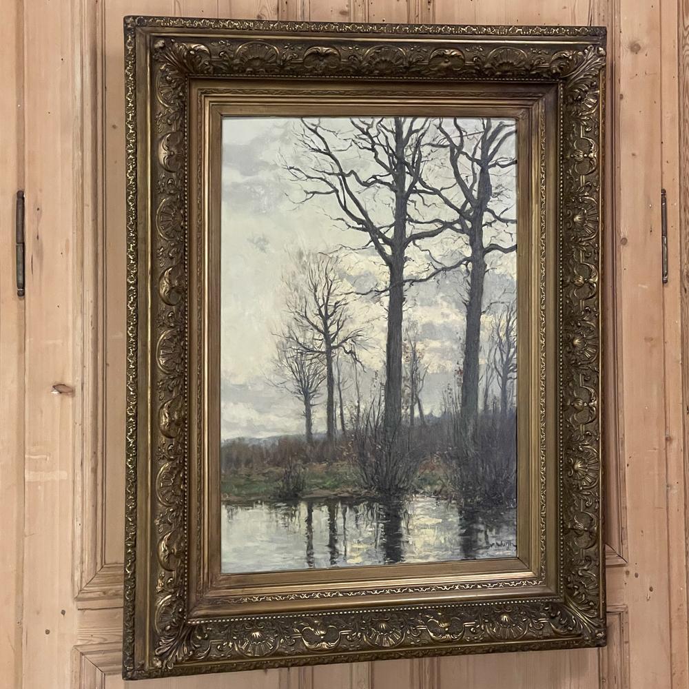 Aesthetic Movement 19th Century Framed Oil Painting on Canvas by Xavier Wurth For Sale