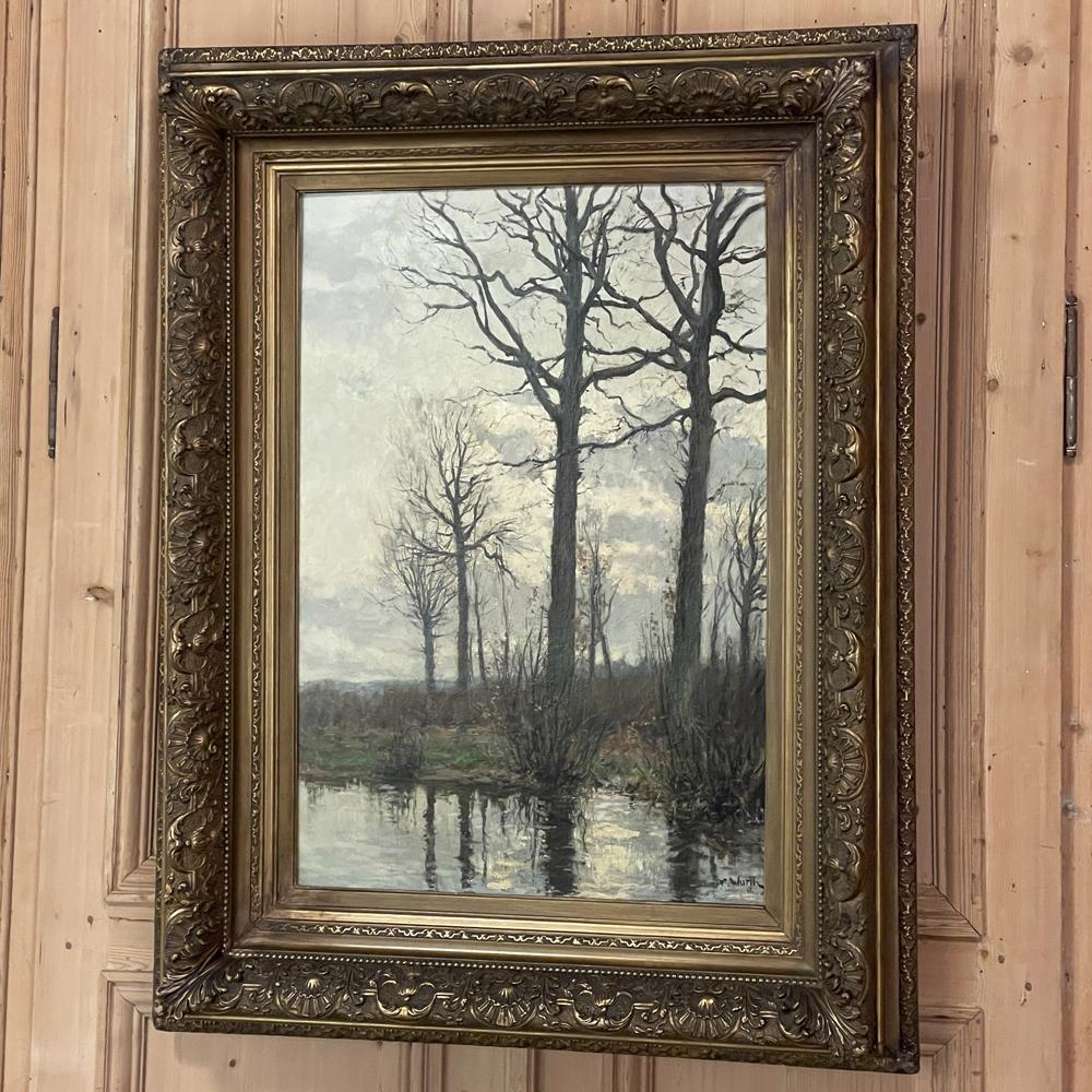 Belgian 19th Century Framed Oil Painting on Canvas by Xavier Wurth For Sale