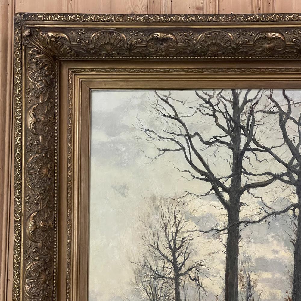 Hand-Painted 19th Century Framed Oil Painting on Canvas by Xavier Wurth For Sale