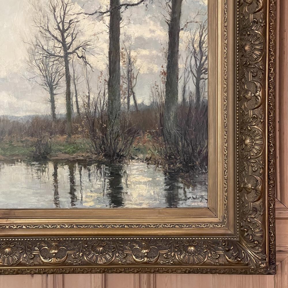 19th Century Framed Oil Painting on Canvas by Xavier Wurth In Good Condition For Sale In Dallas, TX