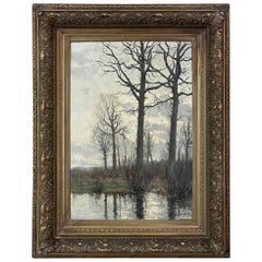 Peinture à l'huile sur toile encadrée du 19ème siècle par Xavier Wurth