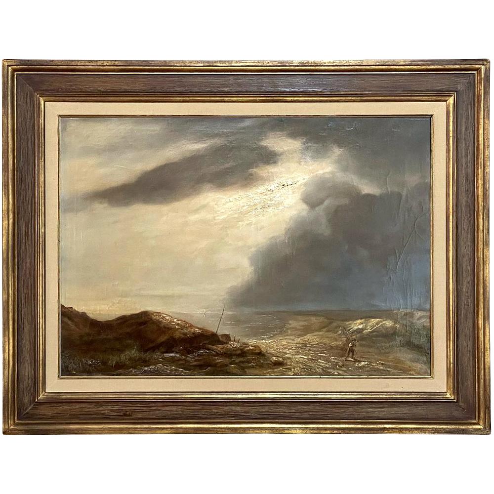 19th Century Framed Oil Painting on Canvas
