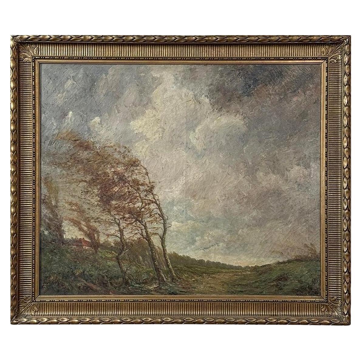 19th Century Framed Oil Painting on Canvas
