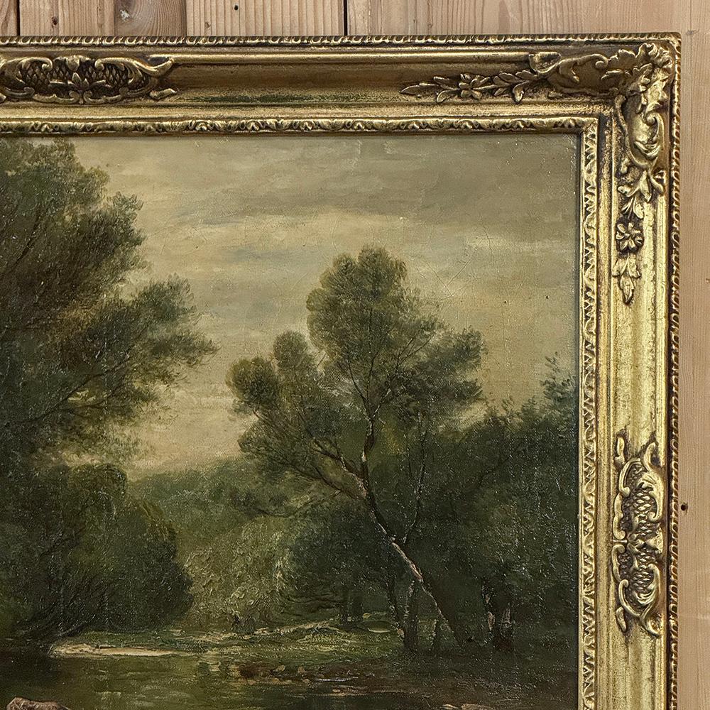 19th Century Framed Oil Painting on Canvas signed Casteleyn Fines del siglo XIX en venta