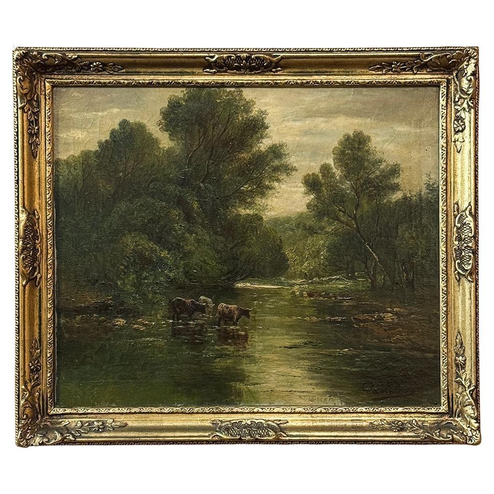 19th Century Framed Oil Painting on Canvas signed Casteleyn en venta