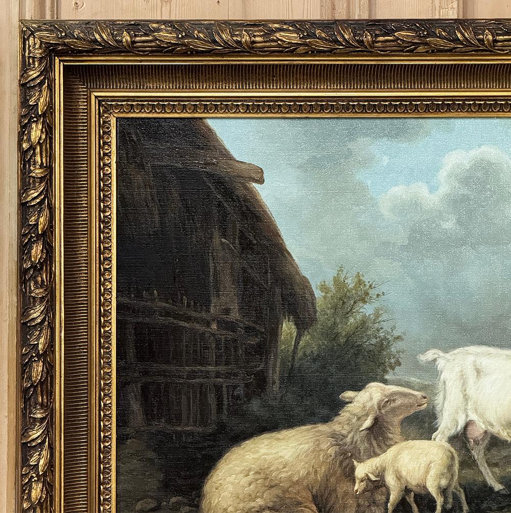 19th Century Framed Oil Painting on Canvas -Standing Guard- signed G. Dewyse In Good Condition For Sale In Dallas, TX