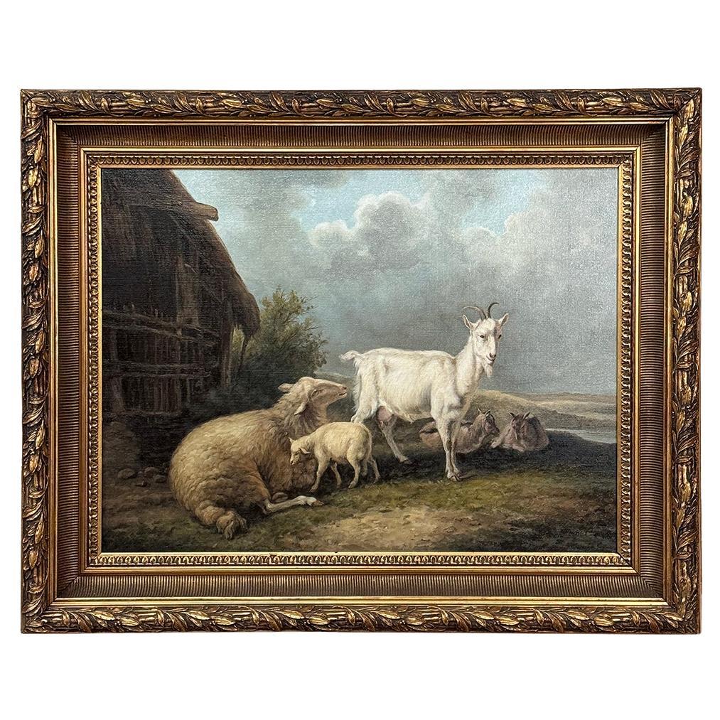 19th Century Framed Oil Painting on Canvas -Standing Guard- signed G. Dewyse For Sale