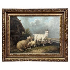 19th Century Framed Oil Painting on Canvas -Standing Guard- signed G. Dewyse