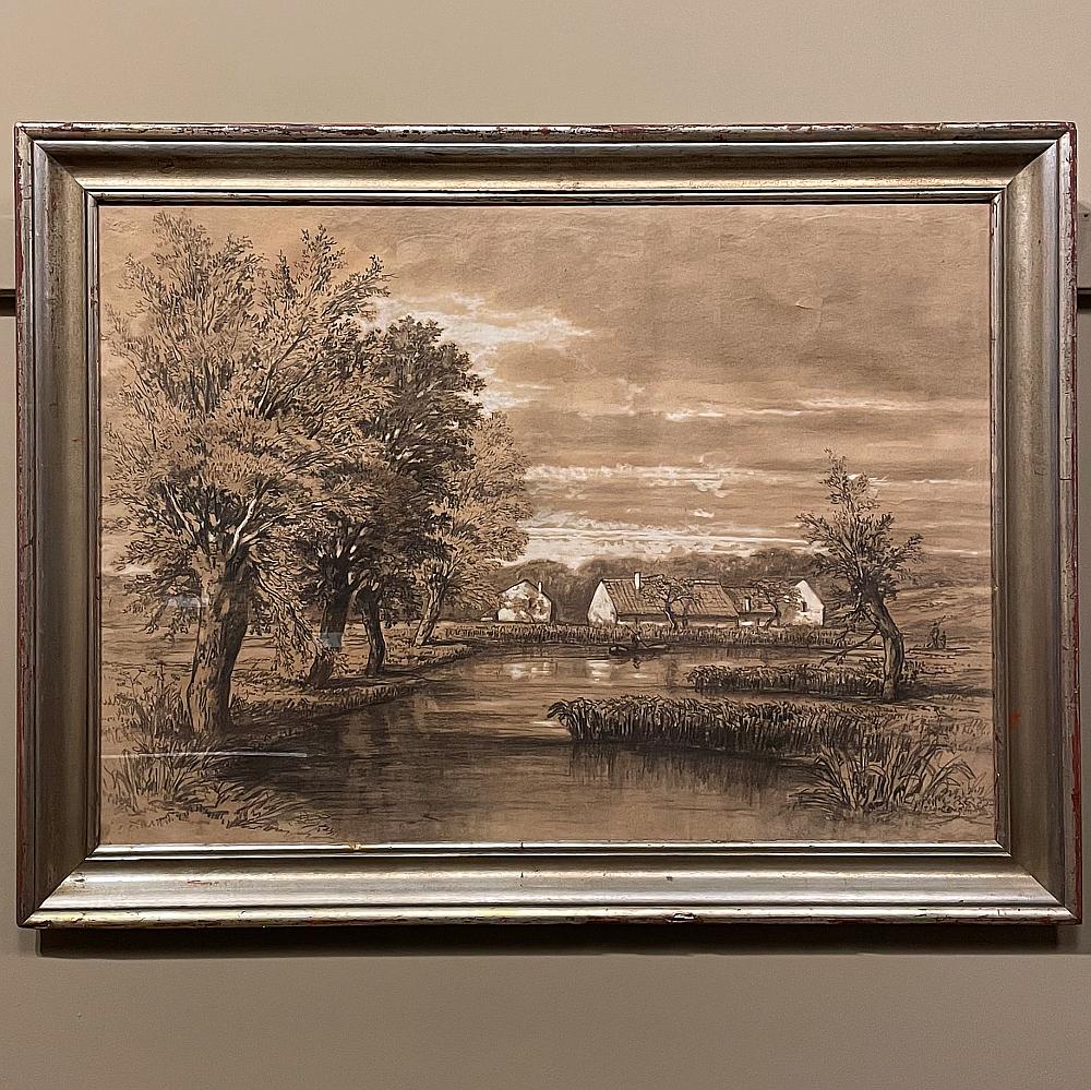 19th century framed Pastel by Francois Stroobant (1819-1916) is a remarkably well preserved work, thanks to the careful handling over the past century, and the relatively recent reframing with glass. A silvered frame was chosen to accentuate the
