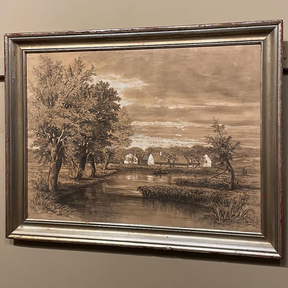 Hand-Crafted 19th Century Framed Pastel by Francois Stroobant For Sale