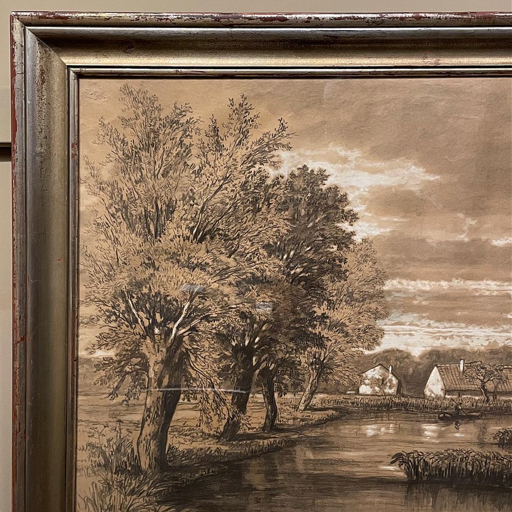 19th Century Framed Pastel by Francois Stroobant In Good Condition For Sale In Dallas, TX