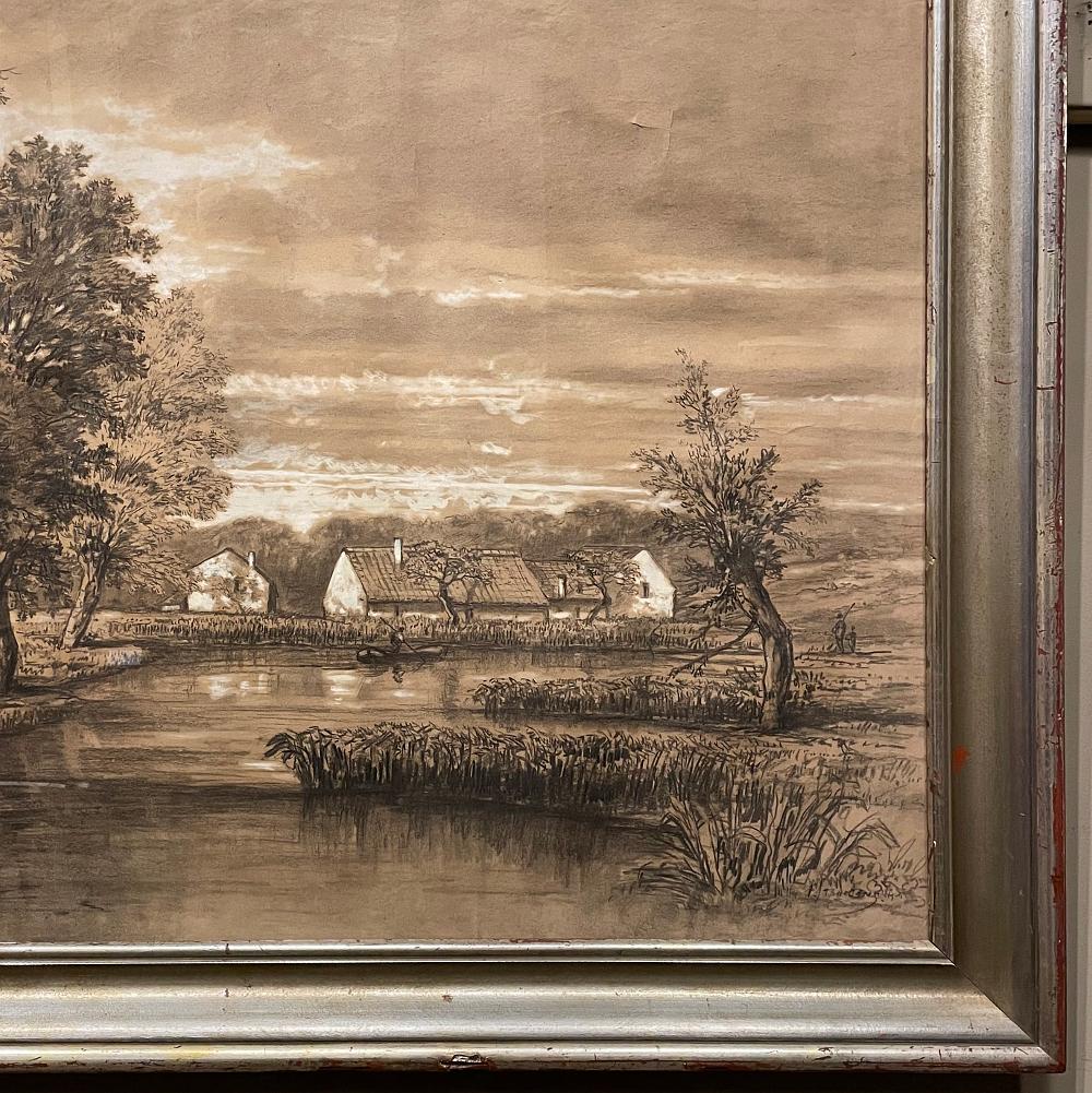 Paper 19th Century Framed Pastel by Francois Stroobant For Sale