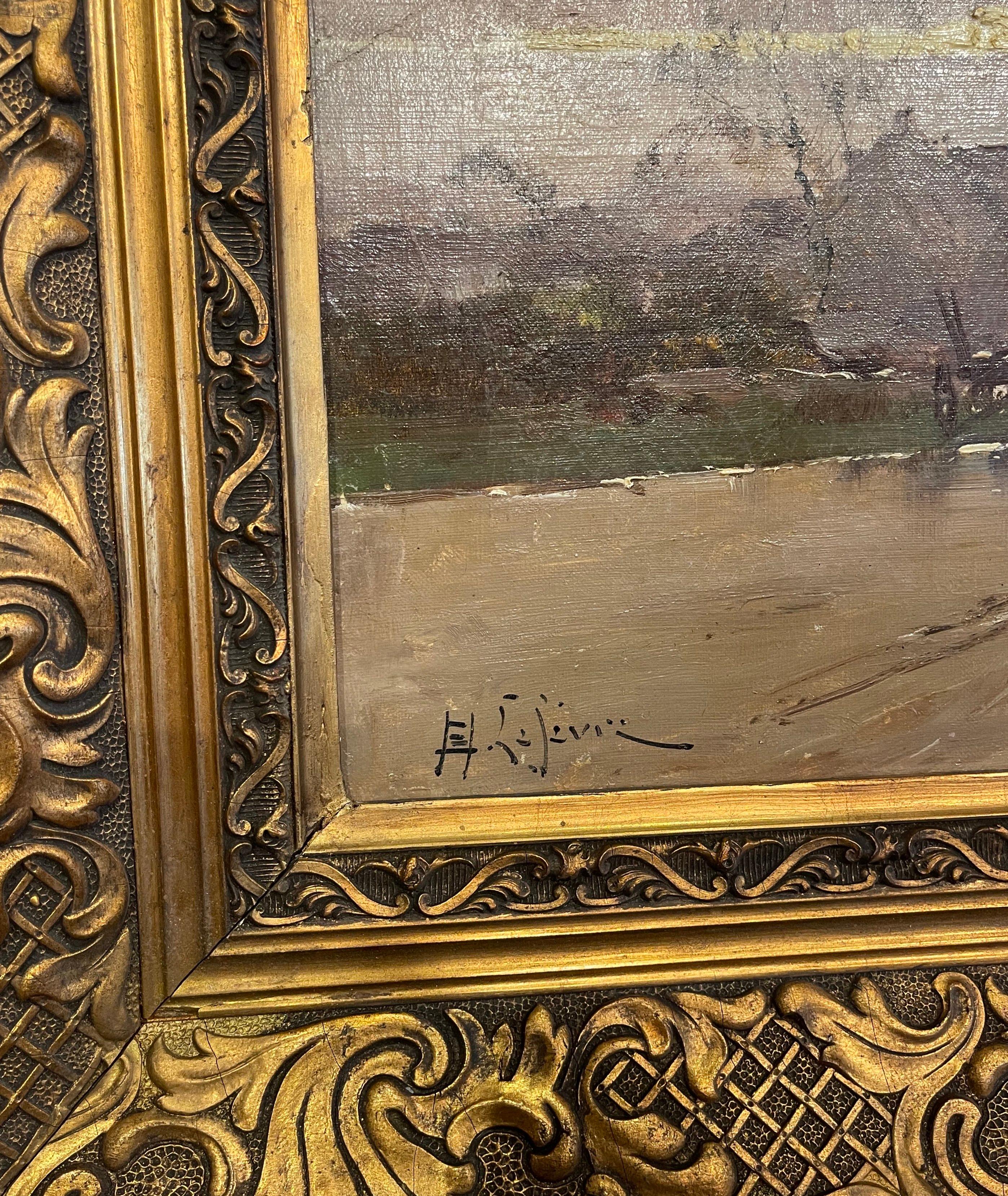 Français Peinture à l'huile pastorale encadrée du 19ème siècle signée E. Lefevre pour E. Galien-Laloue en vente