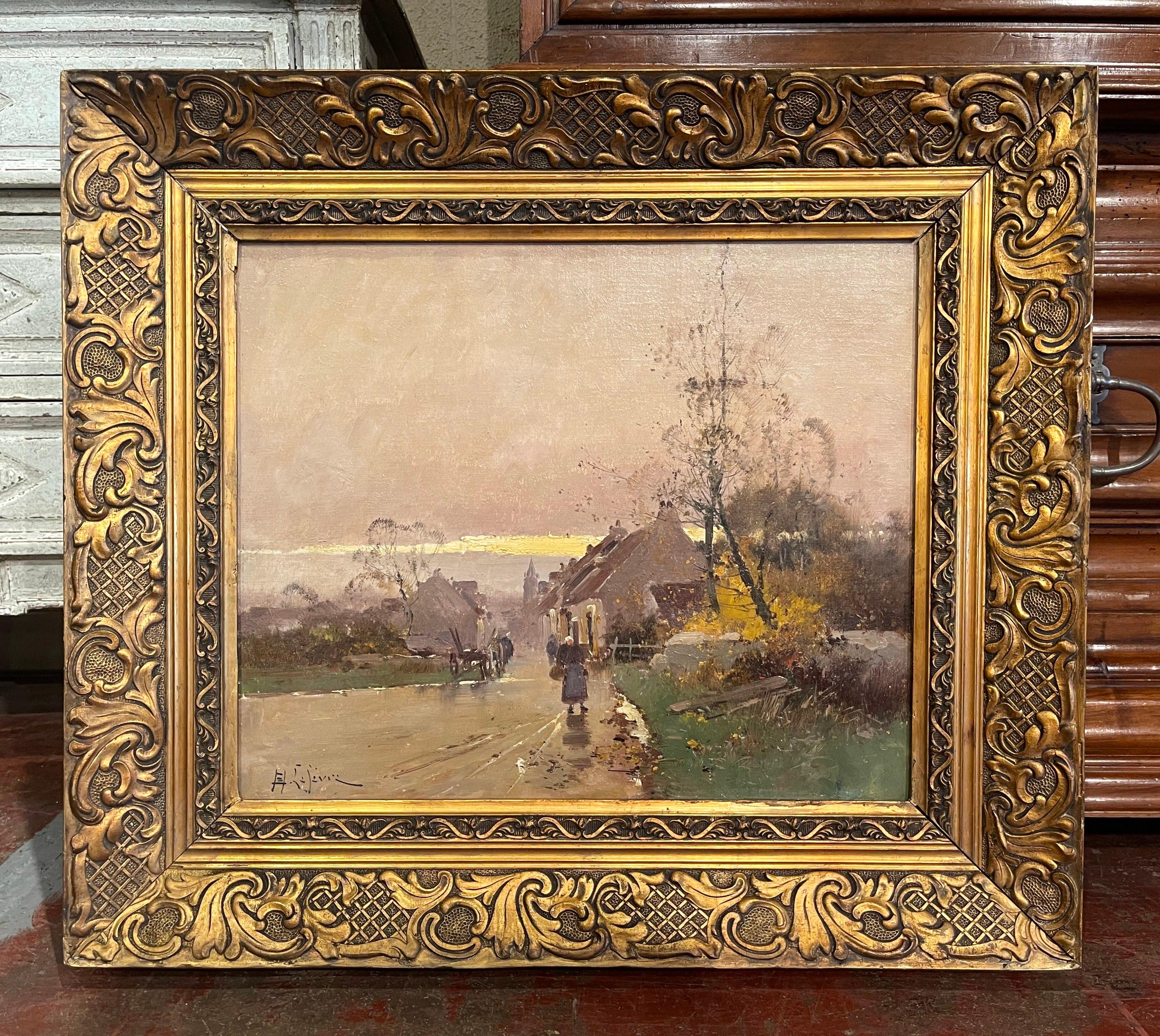 French 19th Century Framed Pastoral Oil Painting Signed E Lefevre for E. Galien-Laloue For Sale