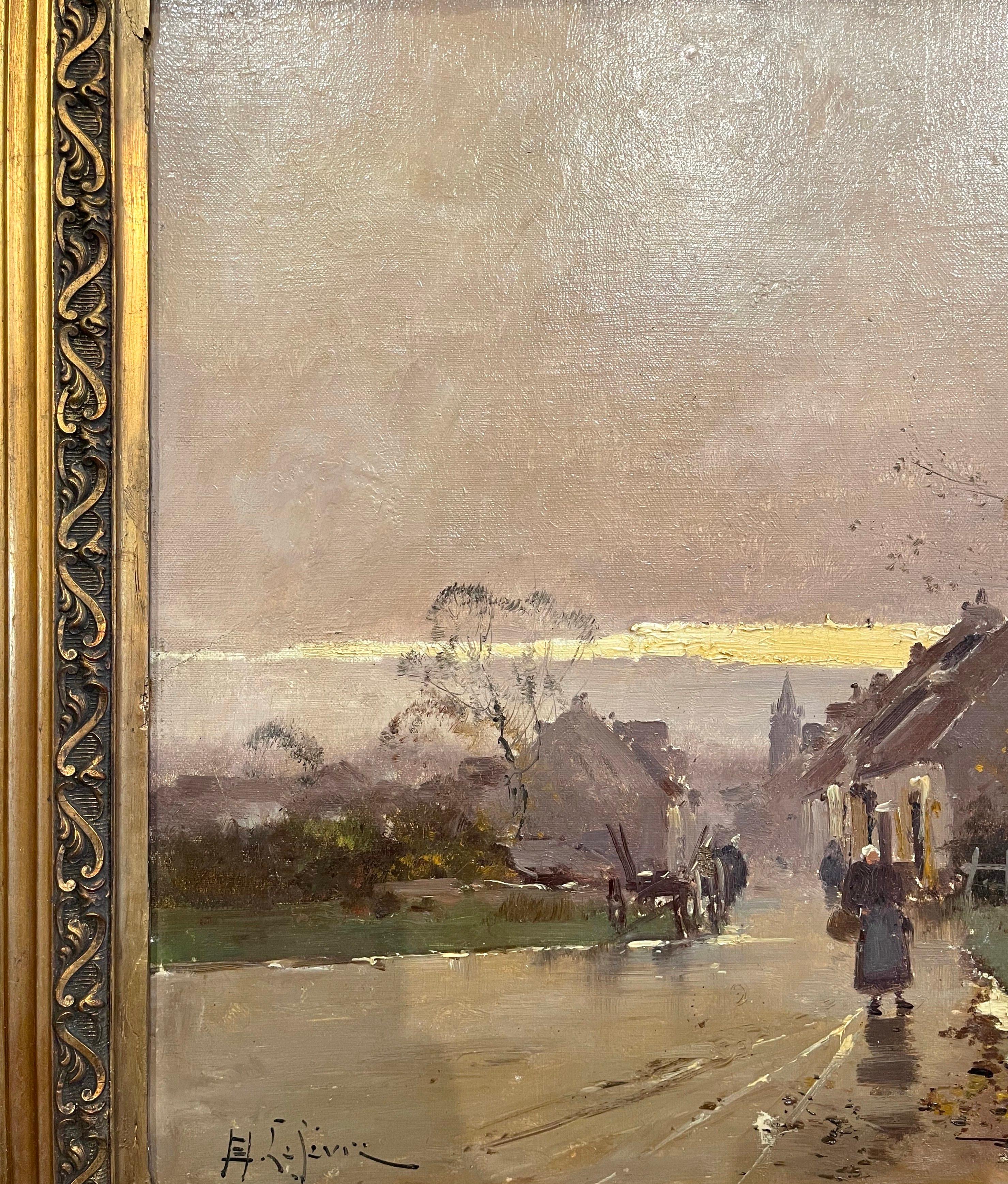 XIXe siècle Peinture à l'huile pastorale encadrée du 19ème siècle signée E. Lefevre pour E. Galien-Laloue en vente