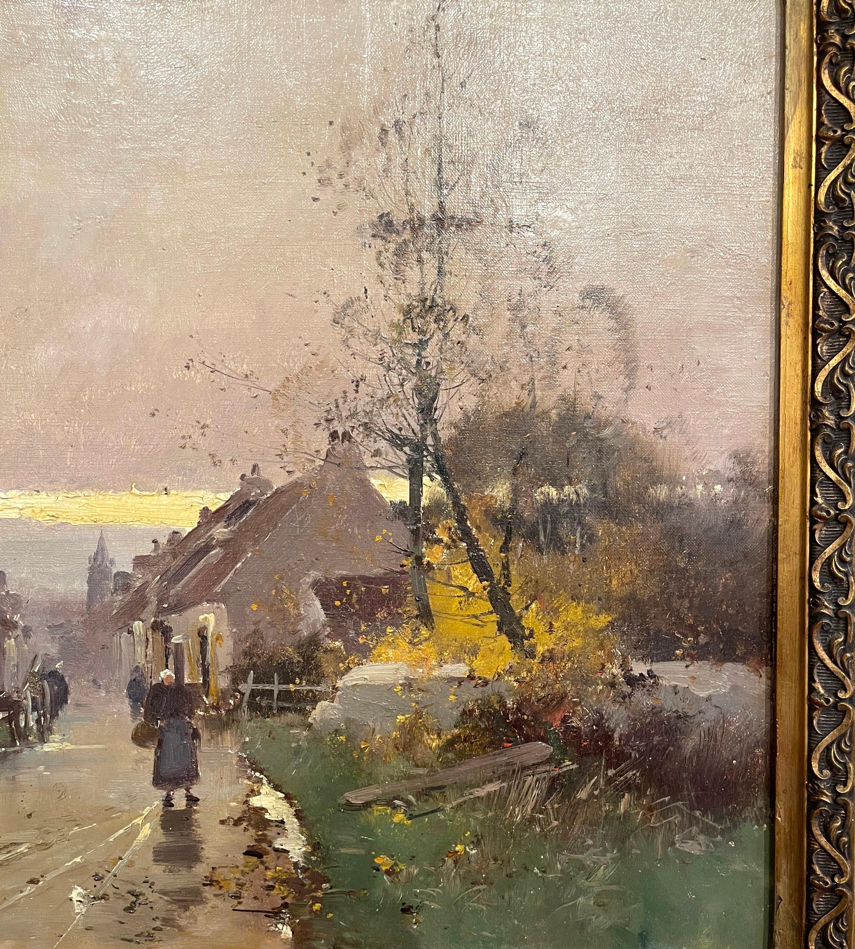 19th Century Framed Pastoral Oil Painting Signed E Lefevre for E. Galien-Laloue In Excellent Condition For Sale In Dallas, TX