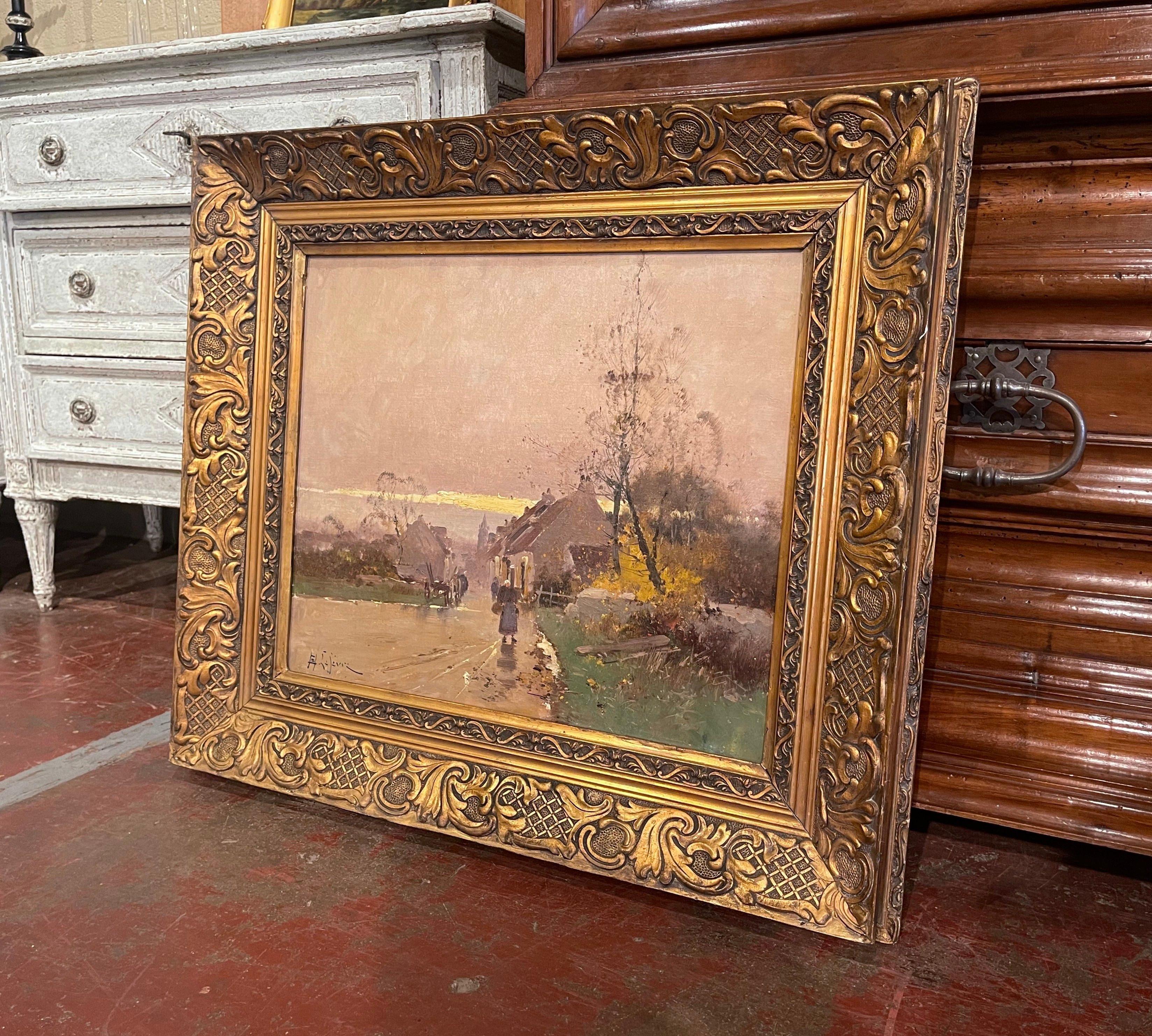 Peinture à l'huile pastorale encadrée du 19ème siècle signée E. Lefevre pour E. Galien-Laloue en vente 1