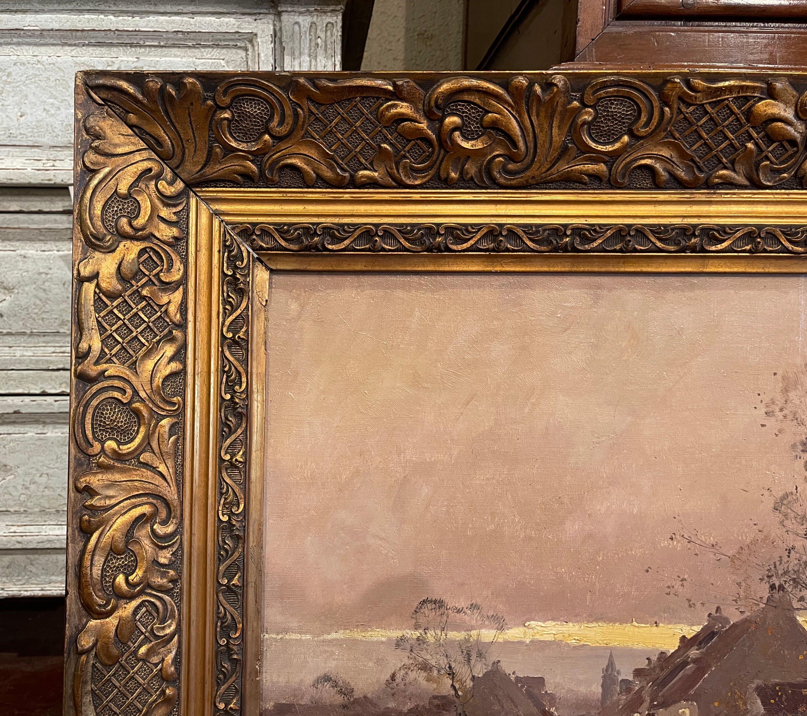 19th Century Framed Pastoral Oil Painting Signed E Lefevre for E. Galien-Laloue For Sale 1