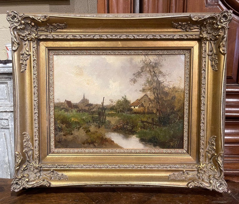 19th Century Framed Pastoral Oil Painting Signed M. Dubois for E. Galien-Laloue In Excellent Condition In Dallas, TX