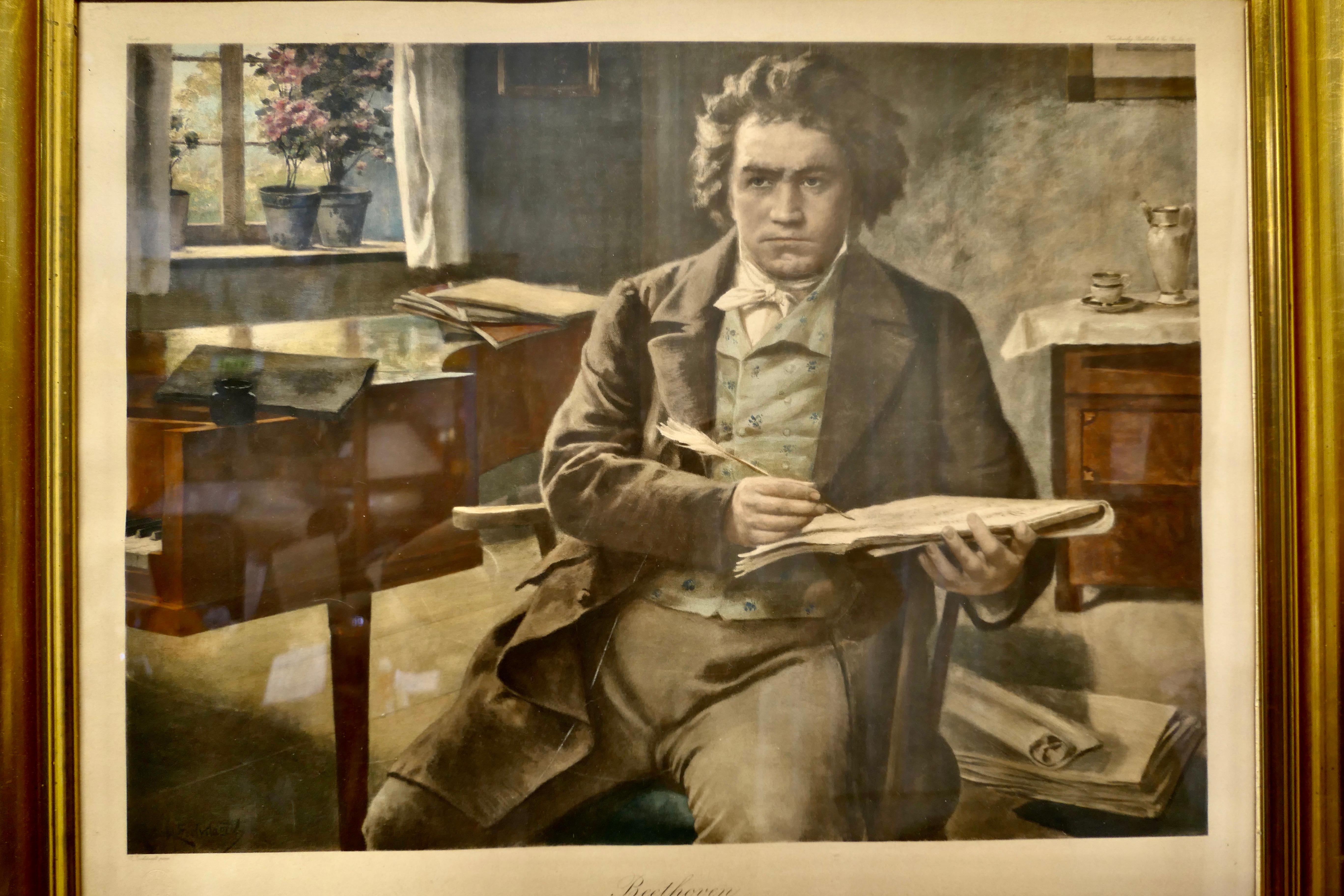 Lámina enmarcada del siglo XIX de Beethoven   Un retrato de Beethoven en venta 1