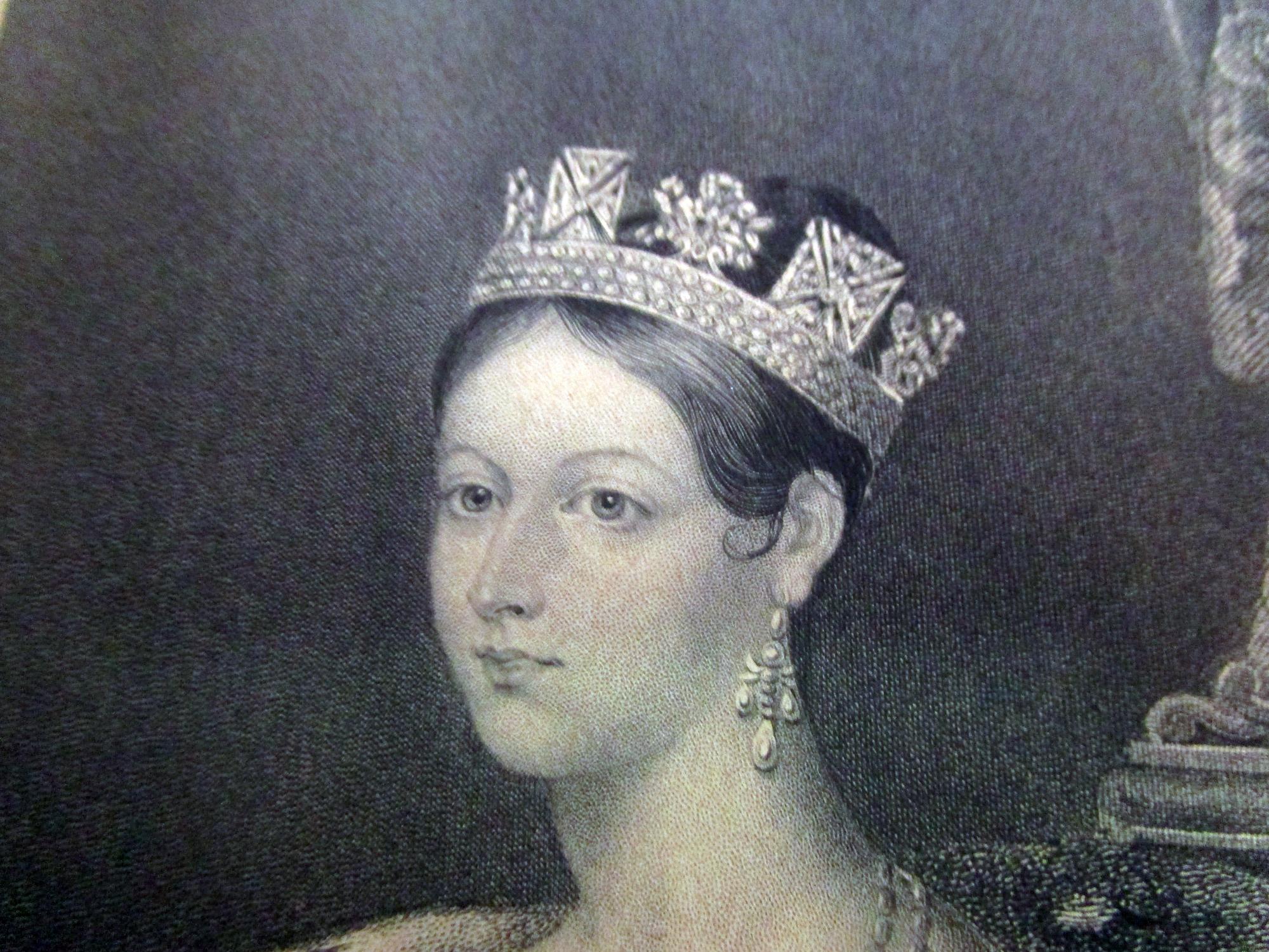 Glass 19th Century Framed Queen Victoria Etching Her Most Gracious Majesty