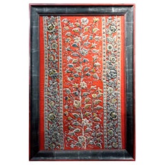 Antique 19th Century Framed Raised Beadwork Panel Textile