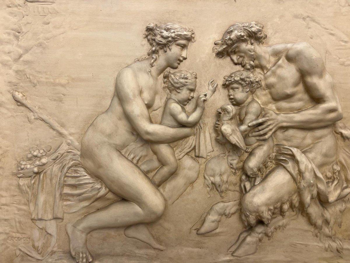 Gerahmte Reliefskulptur aus dem 19. Jahrhundert, inspiriert vom Stil von Clodion (Klassisch-römisch) im Angebot